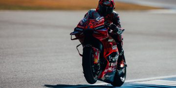 Francesco Bagnaia on a factory Ducati bike at Buriram.