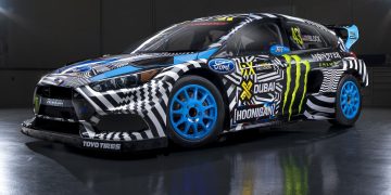 The ex-Ken Block Ford Focus RS RX used in Gymkhana Nine.