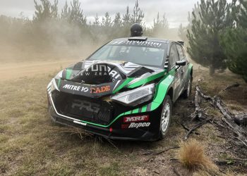 Hayden Paddon's damaged Hyundai i20 N after it hit a kangaroo.