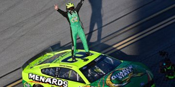 Austin Cindric celebrates victory.