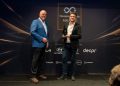 Andrew van Leeuwen (right) accepting the Best Podcast award in Sydney. Image: Newspress Australia