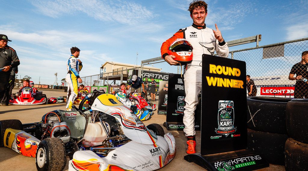 Jac Preston took his first KZ2 Gearbox win. Image KA/Pace Images