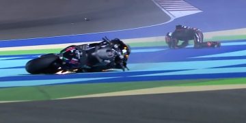 Jorge Martin crashed on Lap 14 of the 2025 Qatar Motorcycle Grand Prix.