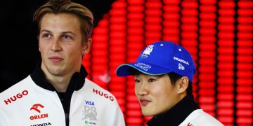 Liam Lawson (left) with Yuki Tsunoda.