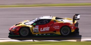 The #26 Arise Racing Ferrari 296 GT3 will start both races from pole position. Image: SRO / Jack Martin