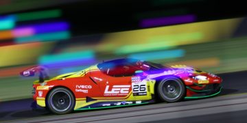 Tyre strategy under lights at Sydney Motorsport Park gave Arise Racing a dominant victory. Image: SRO / Jack Martin