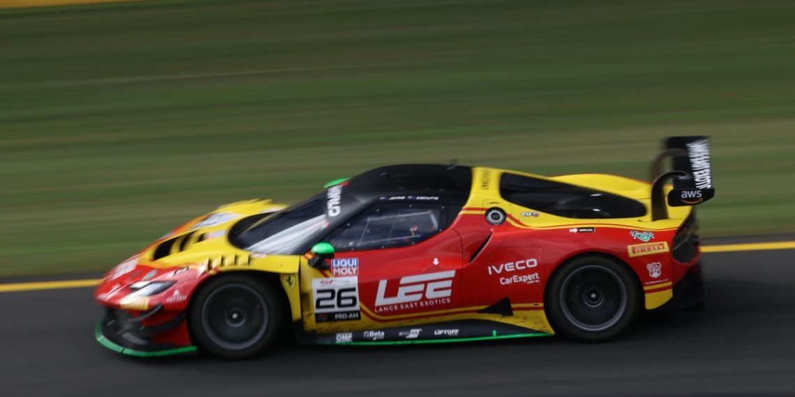 Arise Racing tyre strategy again proved the difference. No tyres Saturday night, four tyres Sunday afternoon. Image: SRO / Jack Martin