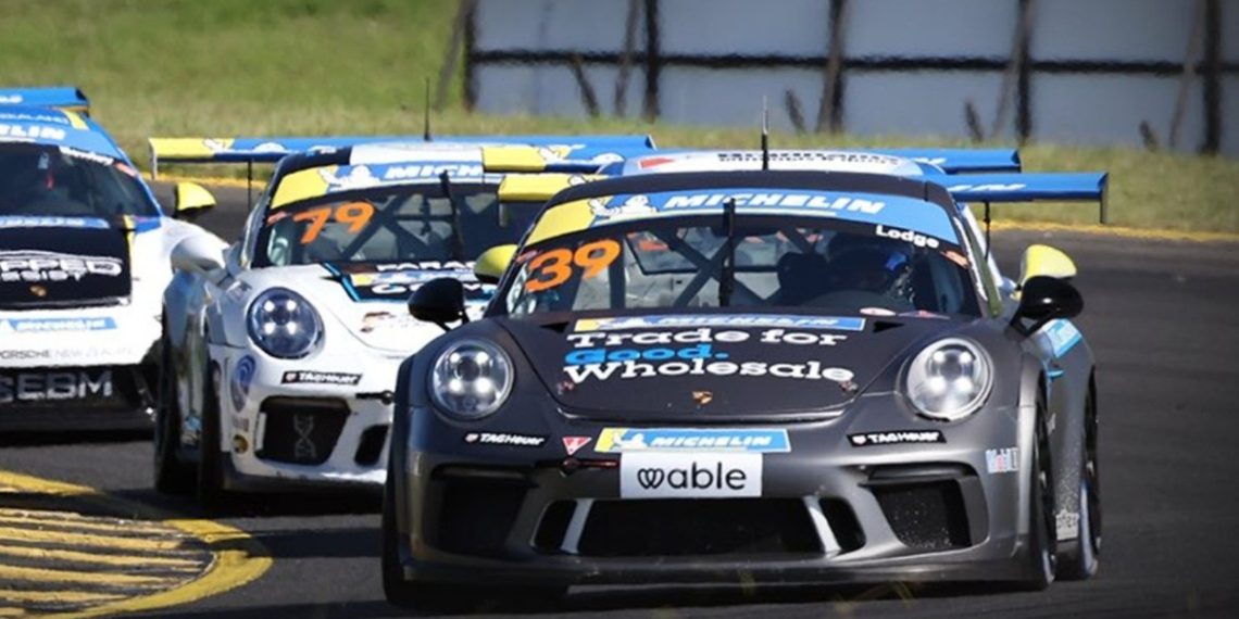 James Lodge and Ryan Casha fight for second which turned out to be for the race win. Image: PCA