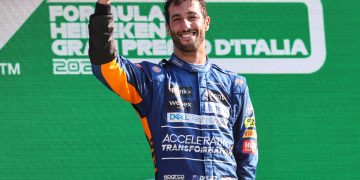 Daniel Ricciardo capitalised on the work of Gil de Ferran to win in Italy in 2021. Image: Charniaux / XPB Images